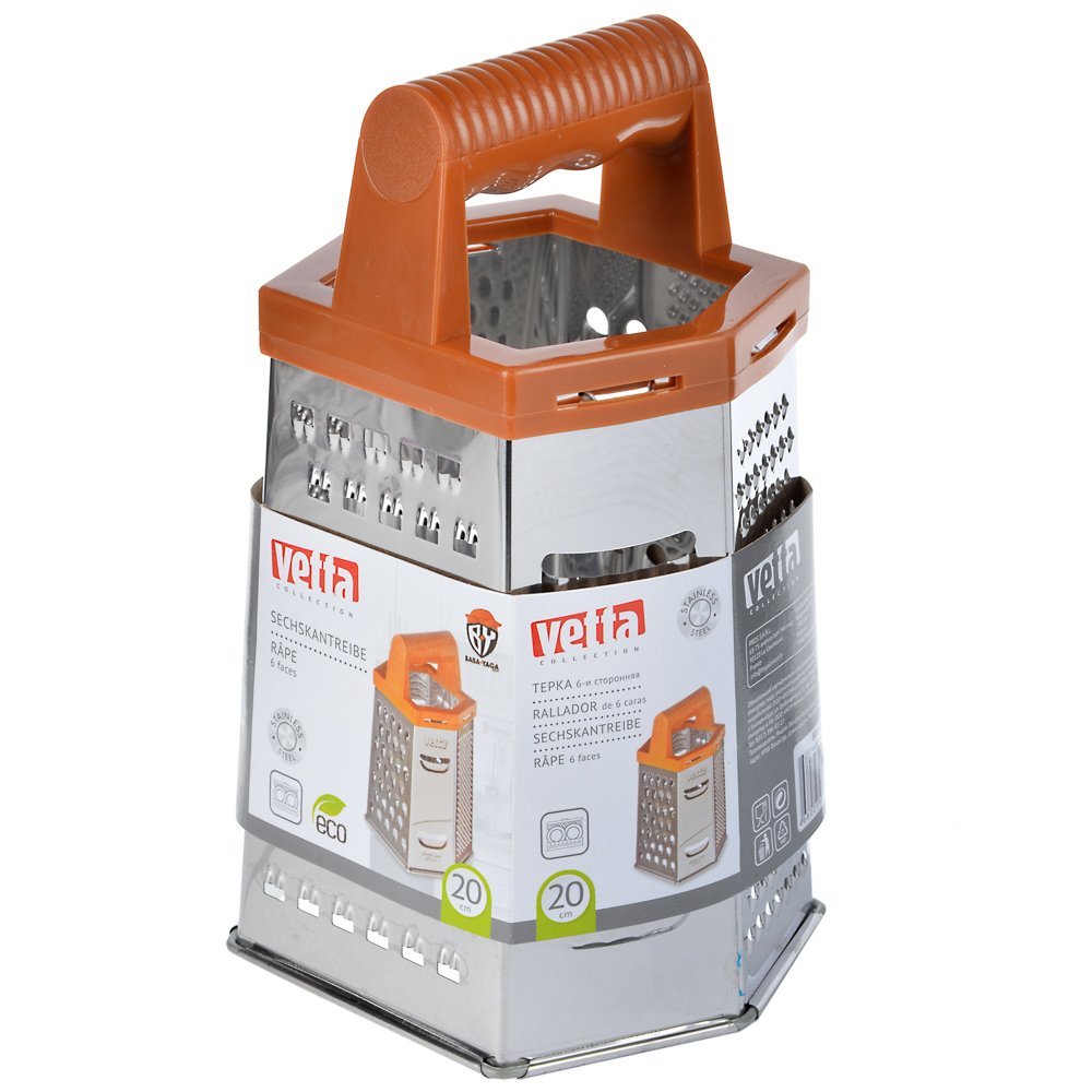 VETTA Терка 6-и сторонняя 20см, нерж.сталь, под дерево, KL326A-8S, арт.№ 885-072