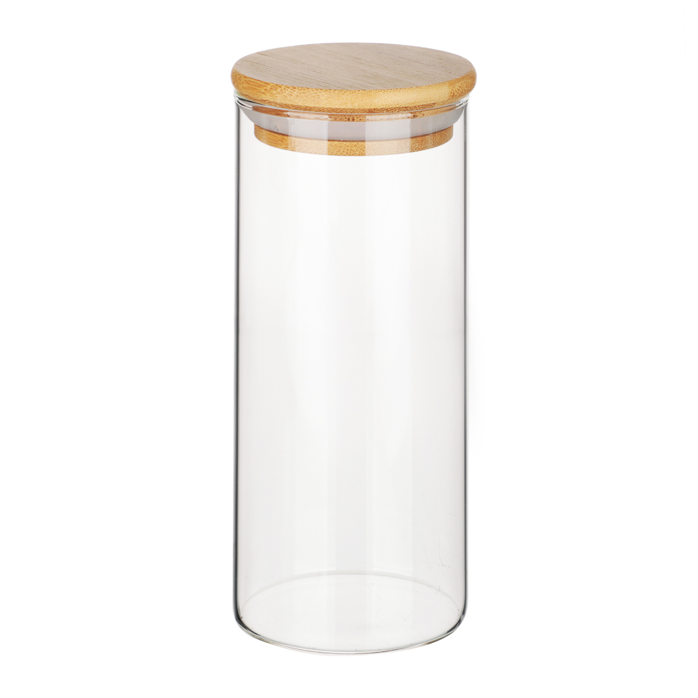 VETTA ЭКО Эллипс Банка для хранения 400мл, 15,5х6,5см, стекло, бамбук, арт.№ 828-273