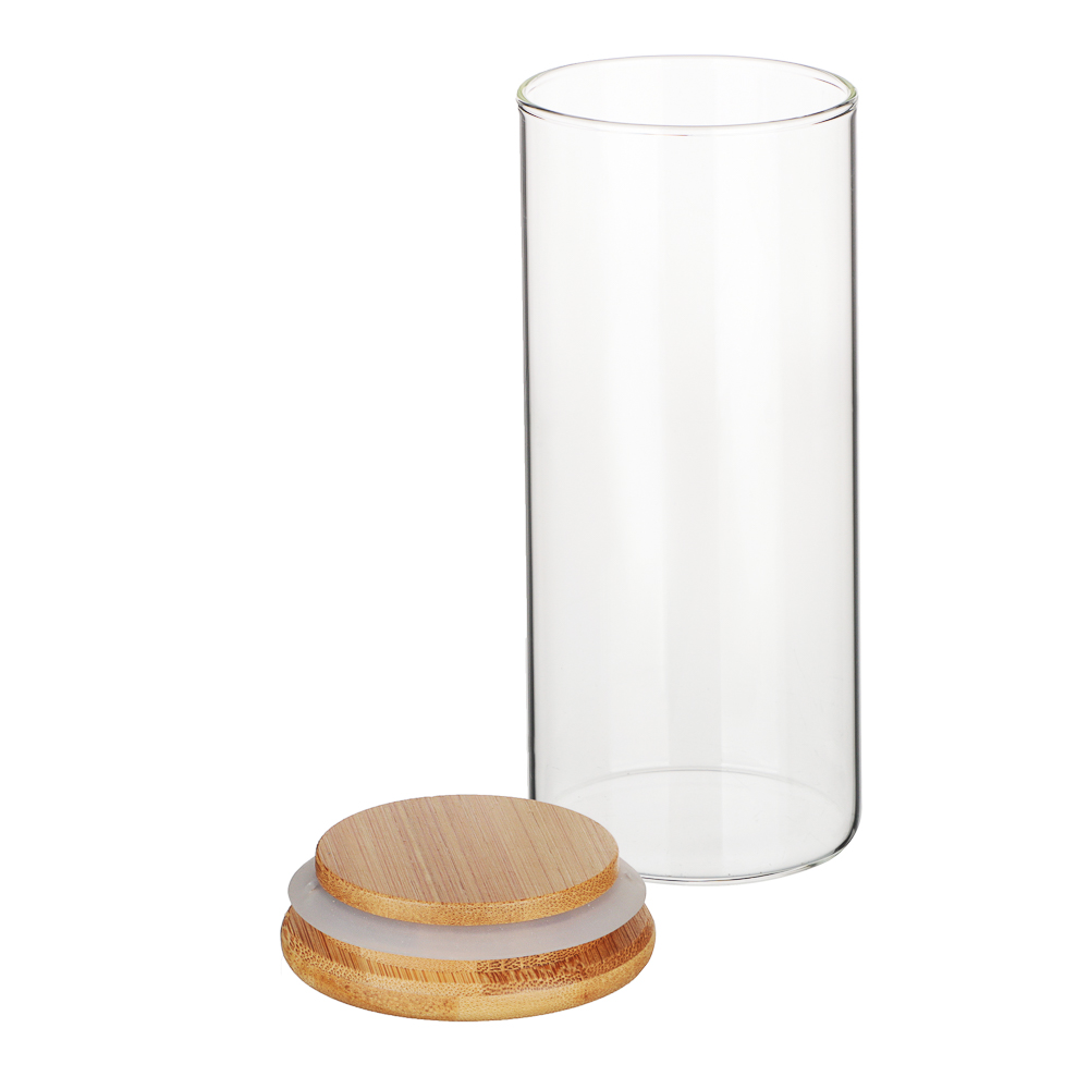 VETTA ЭКО Эллипс Банка для хранения 400мл, 15,5х6,5см, стекло, бамбук, арт.№ 828-273