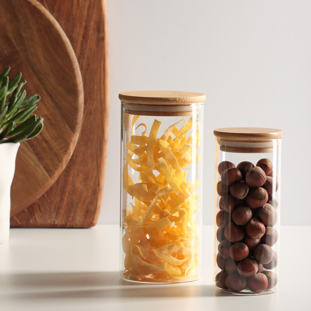 VETTA ЭКО Эллипс Банка для хранения 400мл, 15,5х6,5см, стекло, бамбук, арт.№ 828-273