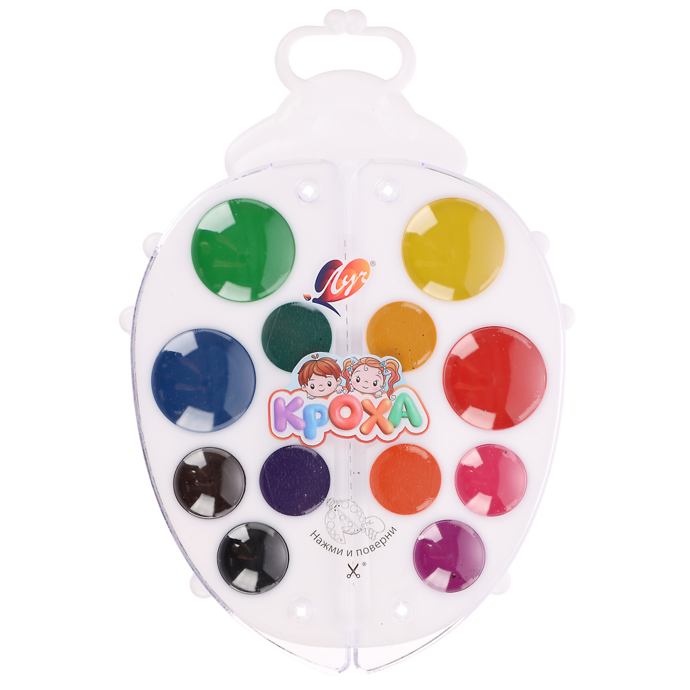 Акварель "Божья коровка" 12 цв б/к (фигурная), арт.№ 231-098