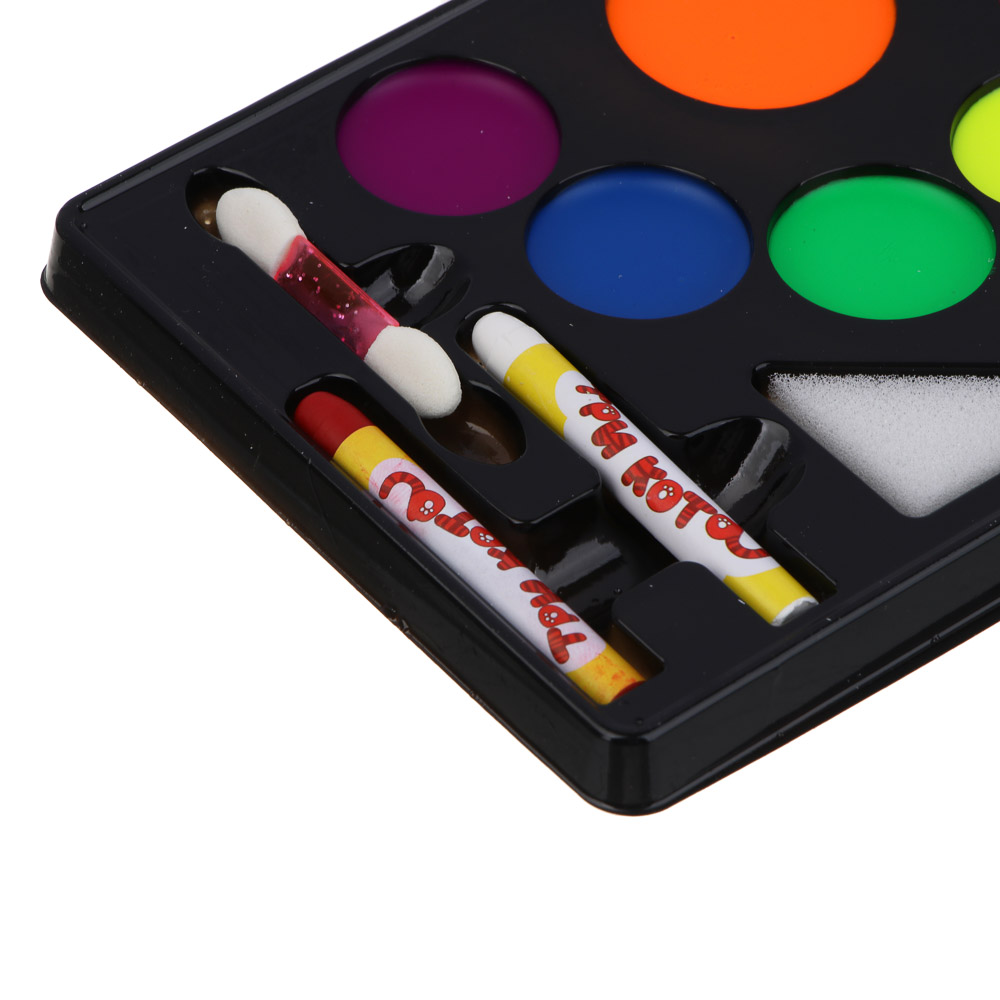 ХОББИХИТ Набор грима "ТРИ КОТА", 11 цветов, апплик. в комплекте, 19х16см, масляный грим, пластик, арт.№ 284-298