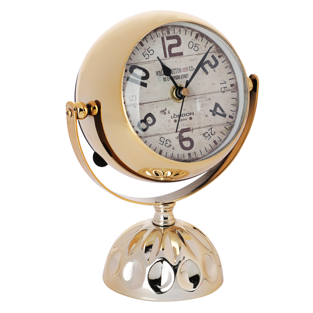 LADECOR CHRONO Часы настольные металлические, 15x8x18 см, 1xAA, цвет золотой, арт.№ 529-255