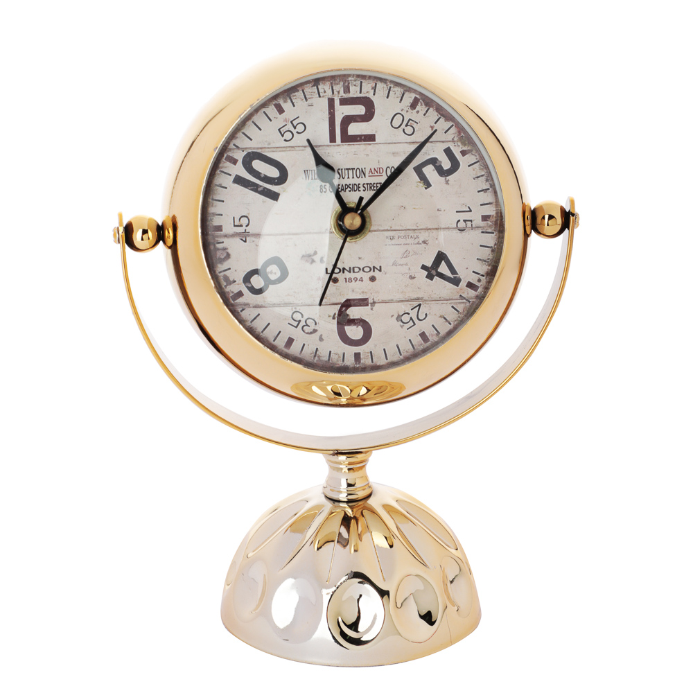 LADECOR CHRONO Часы настольные металлические, 15x8x18 см, 1xAA, цвет золотой, арт.№ 529-255
