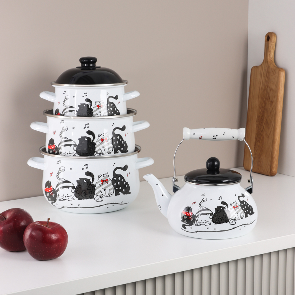 VETTA Хвостатые друзья Кастрюля эмалированная, 22см, 3,6л, индукция, арт.№ 894-542