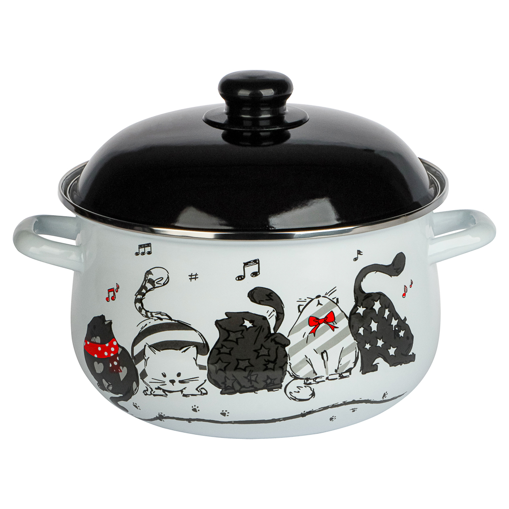 VETTA Хвостатые друзья Кастрюля эмалированная, 24см, 5,0л, индукция, арт.№ 894-543