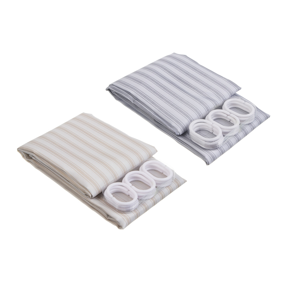 Шторка для ванной тм VETTA Ноа, полиэстер 90гр., 180x180 см, 2 цвета - бежевый, серый, арт.№ 461-654