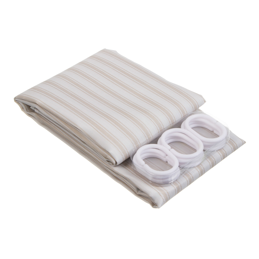 Шторка для ванной тм VETTA Ноа, полиэстер 90гр., 180x180 см, 2 цвета - бежевый, серый, арт.№ 461-654