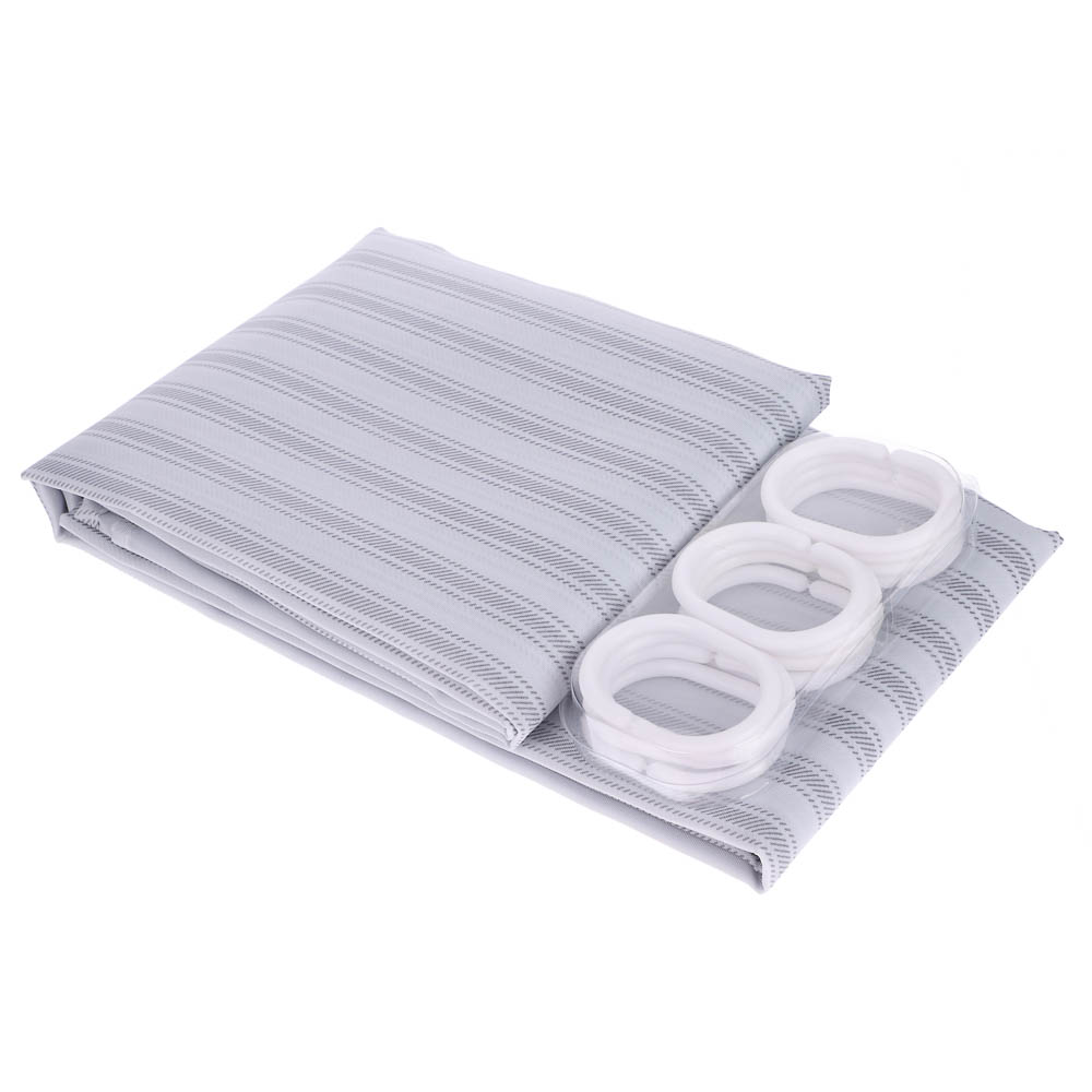 Шторка для ванной тм VETTA Ноа, полиэстер 90гр., 180x180 см, 2 цвета - бежевый, серый, арт.№ 461-654