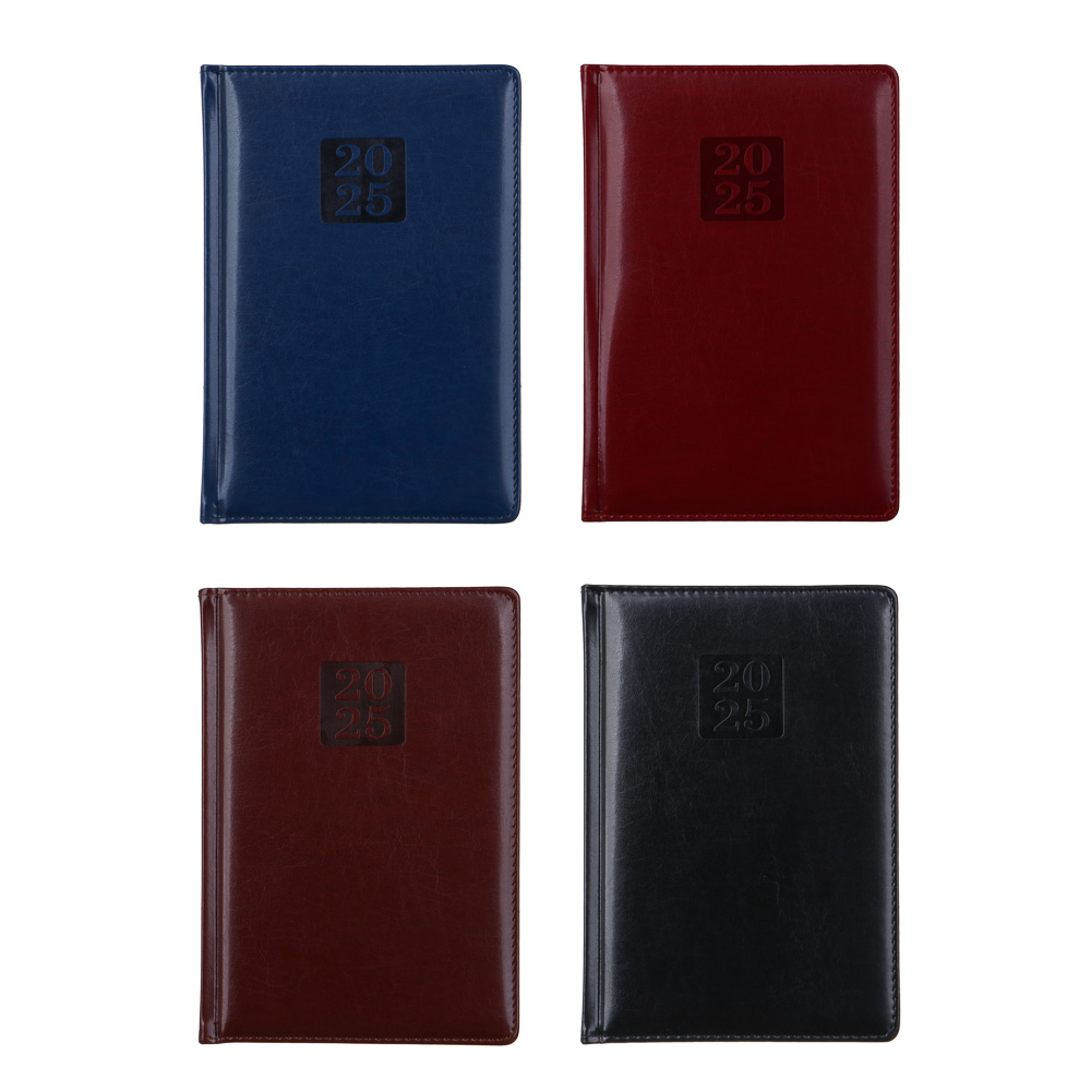 Ежедневник на 2025 "ПРЕСТИЖ" А5, 352 стр., твердая обложка с поролоном, иск.кожа, цветной срез, 4 цвета, арт.№ 572-237