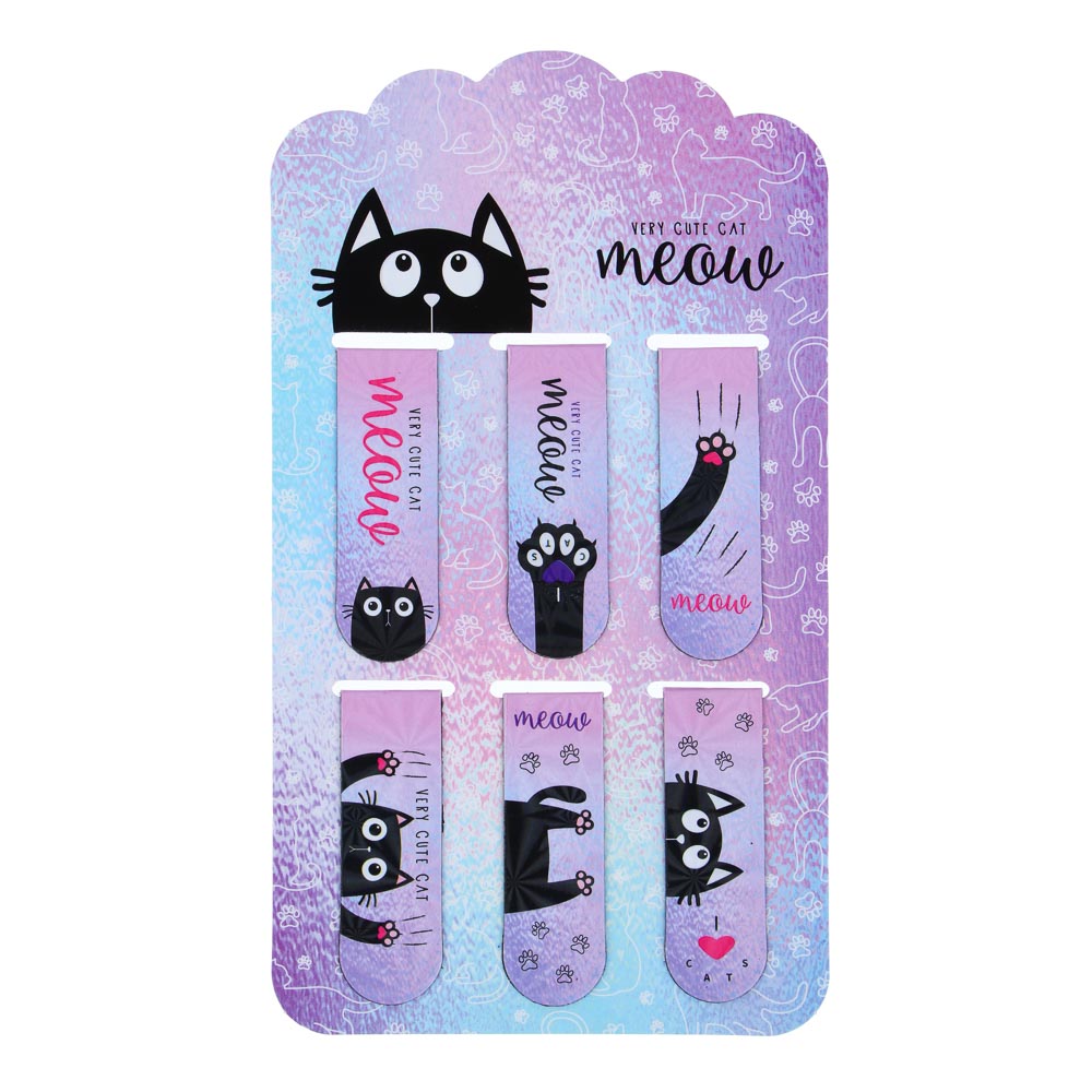 МИЛЫЙ КОТИК Набор закладок магнитных, 6 штук, размер закладки 12Х1,9см, упаковка 18,3Х10,3см, арт.№ 235-002