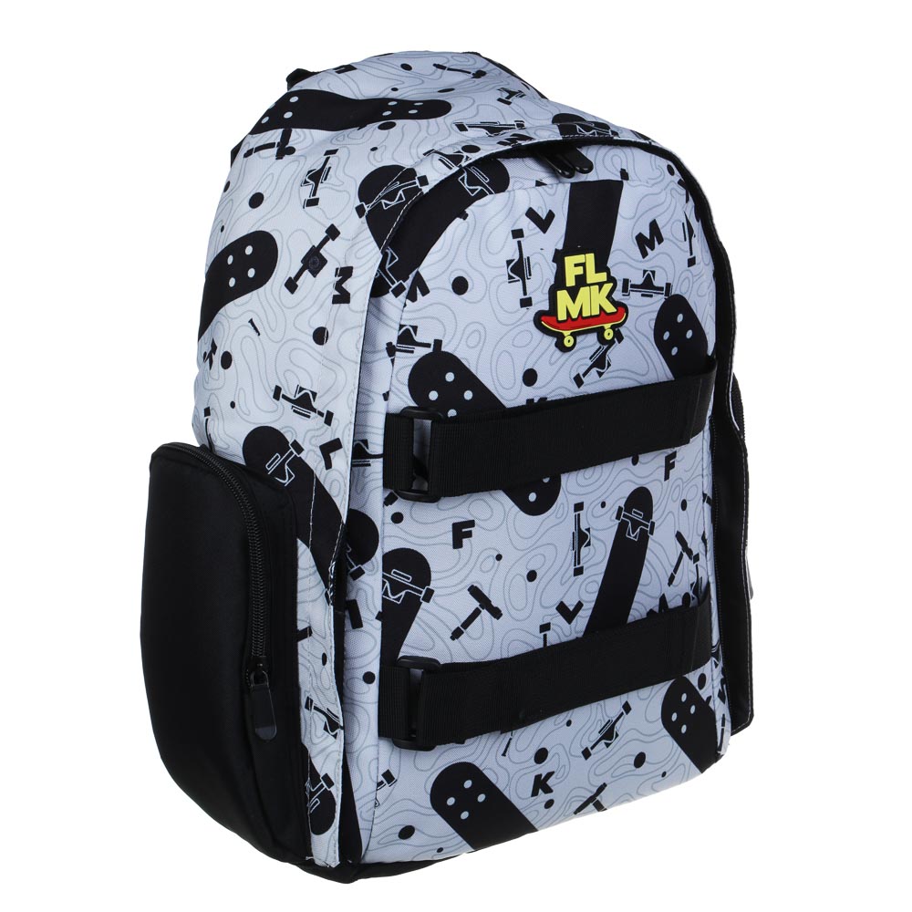 Рюкзак подростковый 42х28х16см, 1 отд., 2 карм., спинка с эрг.элемен., 2 утяж., нашив., ПЭ, "Скейт", арт.№ 555-026