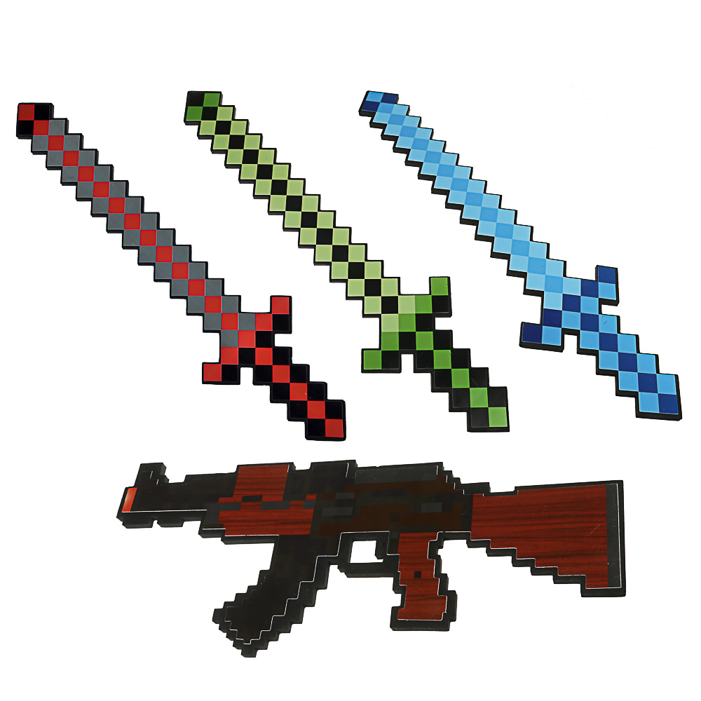 ИГРОЛЕНД Оружие игровое меч/автомат  "Мир Квадратов", EVA, 38-61х14,7-15х1,1см, 4 дизайна, арт.№ 261-673