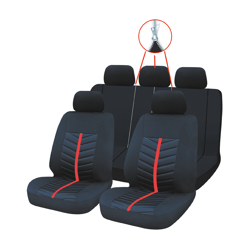 NG Авточехлы универсальные комфорт плюс 9 пр., полиэстер, 3 замка, Airbag, черный/красный, арт.№ 798-081