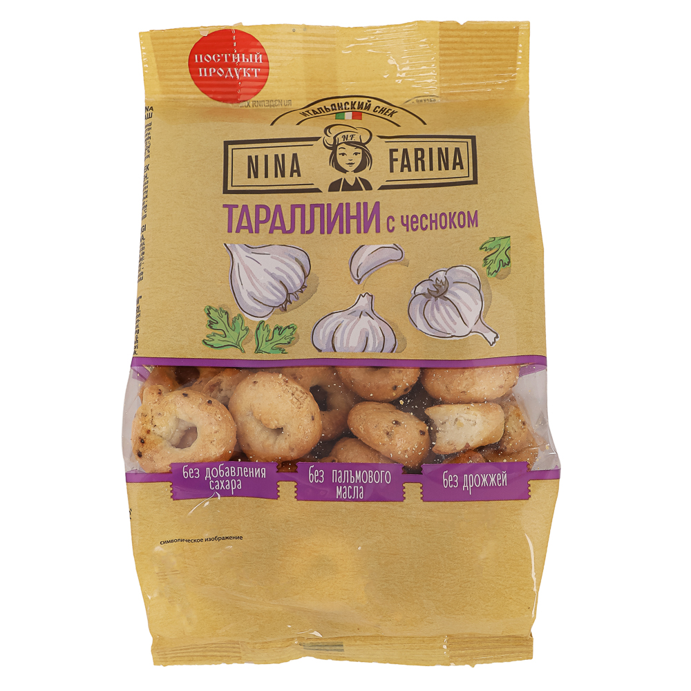 Тараллини Nina Farina с чесноком, 180г, арт.№ 347-585
