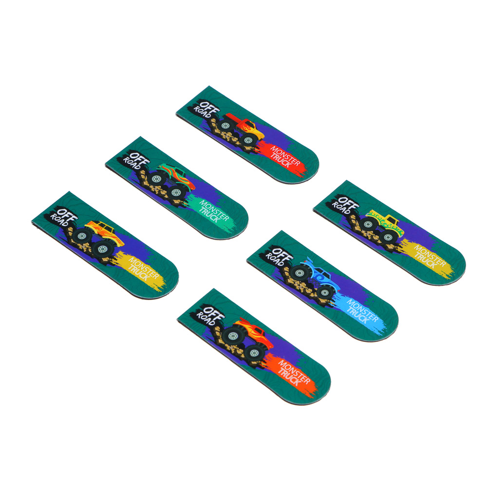 МОНСТР ТРАК Набор закладок магнитных, 6 штук, размер закладки 12Х1,9см, упаковка 18,3Х10,3см, арт.№ 235-007