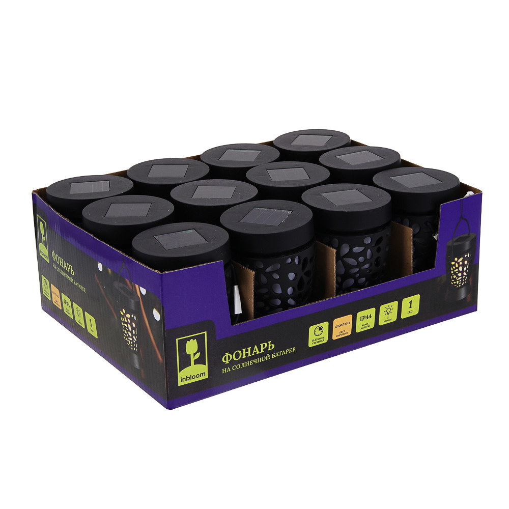 INBLOOM Фонарь на солн.батарее 6.5х10см, 1LED, шампань, 1x1.2V/300mAh AAA, ABS, IP44, арт.№ 475-322