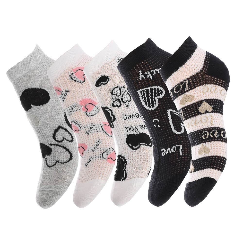 Носки женские короткие с рисунком, тм Turkan, р. 36-41, 90%хлопок,8% п/а, 2%лайкра,разноцветные,6460, арт.№ 019-565