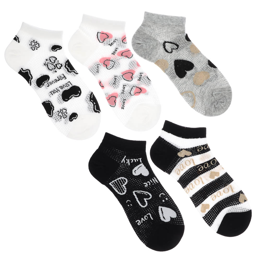 Носки женские короткие с рисунком, тм Turkan, р. 36-41, 90%хлопок,8% п/а, 2%лайкра,разноцветные,6460, арт.№ 019-565