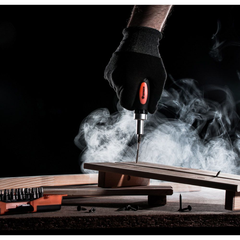 ЕРМАК Реверсивная отвертка с держателем для бит, 36 бит, АБС пластик, сталь, арт.№ 651-194