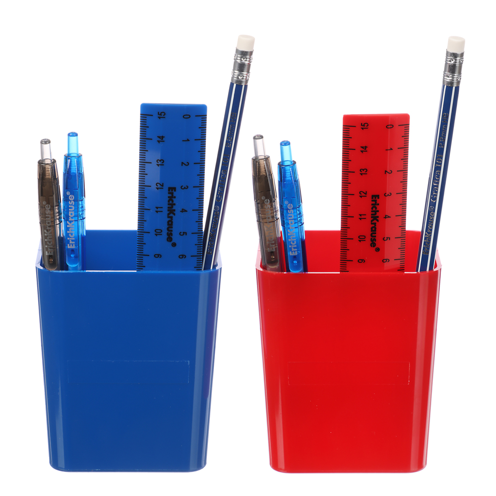 Erich Krause Набор канцелярский, 5 предметов: 2 ручки, карандаш, линейка, пл.стакан, 55687, 55688, арт.№ 234-066