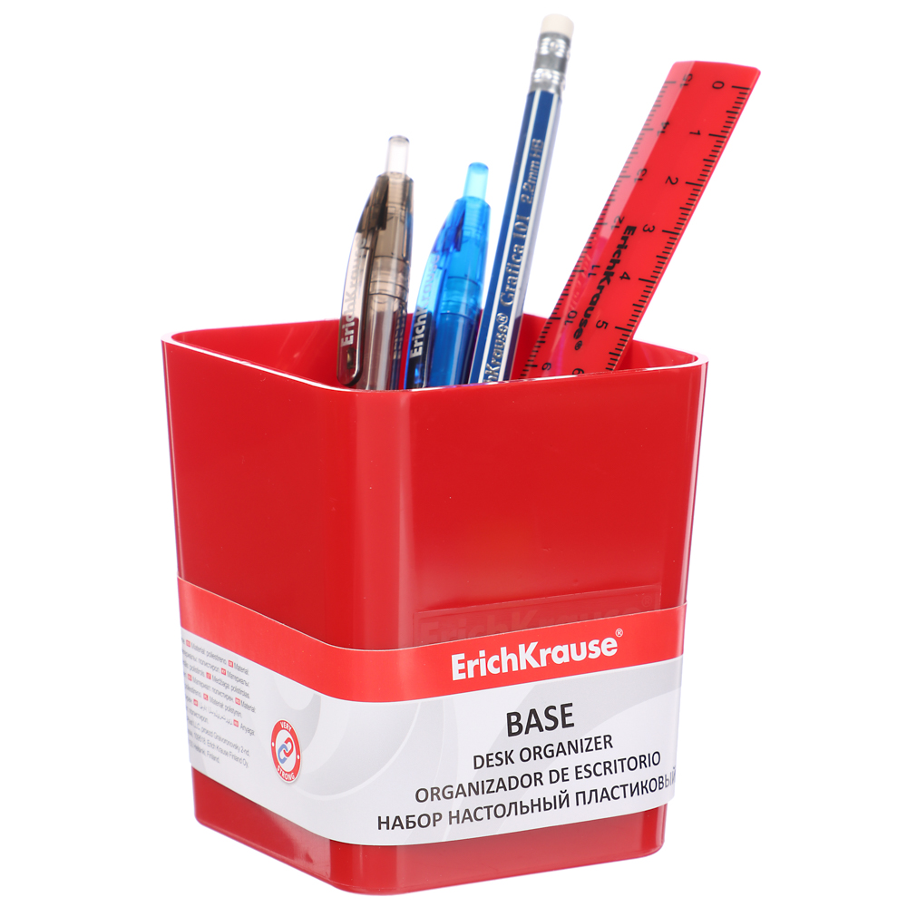 Erich Krause Набор канцелярский, 5 предметов: 2 ручки, карандаш, линейка, пл.стакан, 55687, 55688, арт.№ 234-066