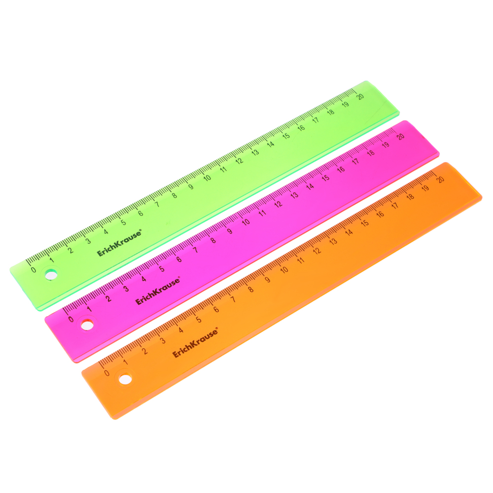 Erich Krause Линейка 20 см, цв. полупрозрачная, "Неон", пластик, 49501, 52999, 53000, арт.№ 612-023