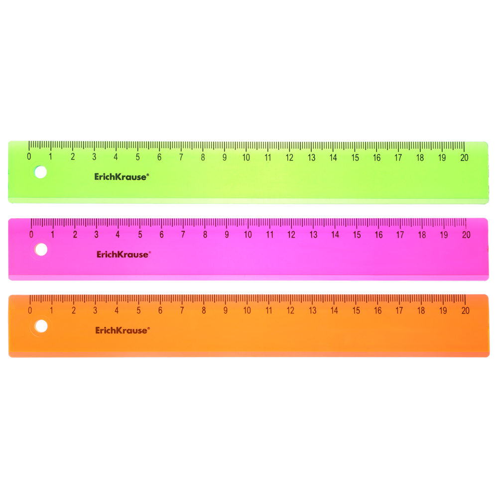 Erich Krause Линейка 20 см, цв. полупрозрачная, "Неон", пластик, 49501, 52999, 53000, арт.№ 612-023