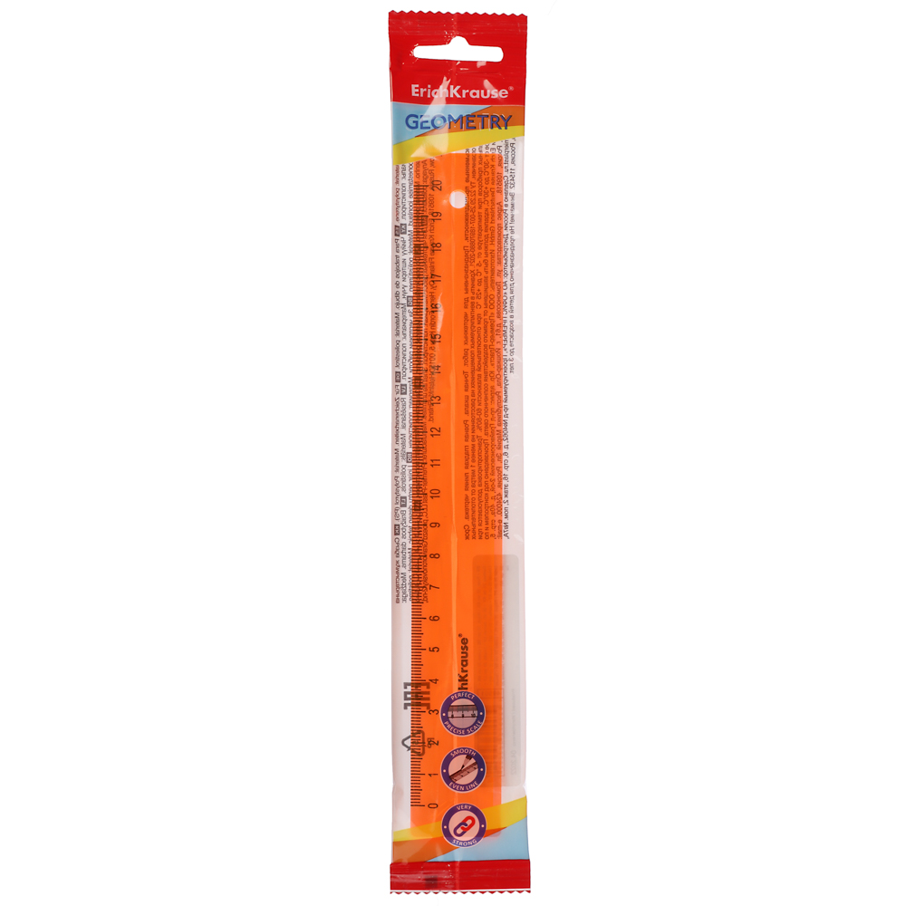 Erich Krause Линейка 20 см, цв. полупрозрачная, "Неон", пластик, 49501, 52999, 53000, арт.№ 612-023