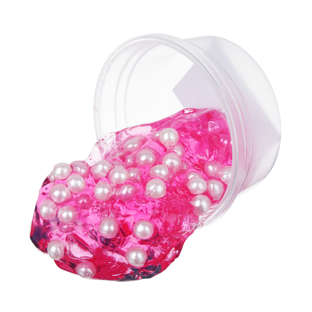 Слайм с жемчужными бусинами, 62-70гр, пластик, полимер, 6 цветов, арт.№ 218-026