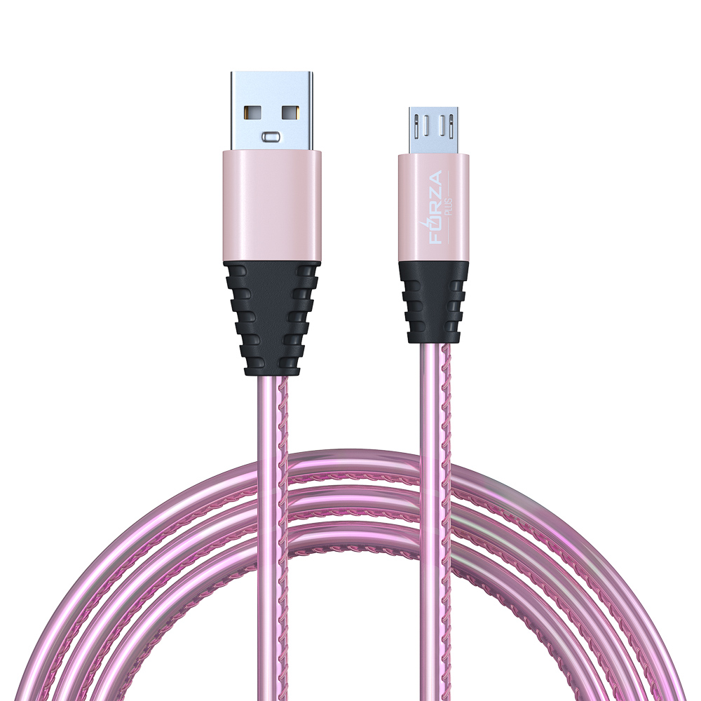 Кабель для зарядки USB(A)-microUSB FORZA Перламутр, 1м, 2А, кожаная оплётка, 3 цвета, пакет, арт.№ 916-221