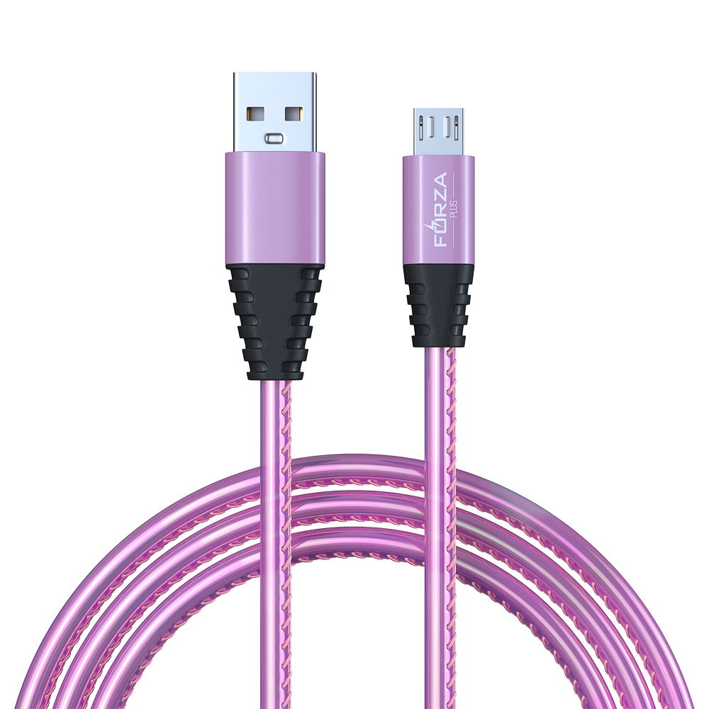 Кабель для зарядки USB(A)-microUSB FORZA Перламутр, 1м, 2А, кожаная оплётка, 3 цвета, пакет, арт.№ 916-221