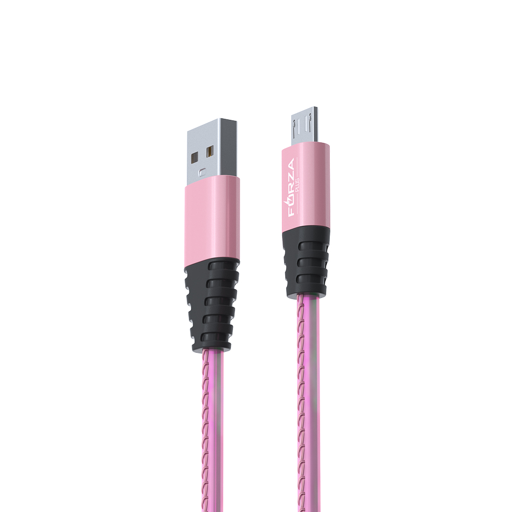 Кабель для зарядки USB(A)-microUSB FORZA Перламутр, 1м, 2А, кожаная оплётка, 3 цвета, пакет, арт.№ 916-221