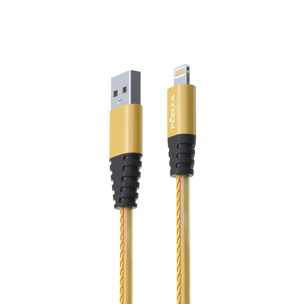 Кабель для зарядки USB(A)-iP FORZA Перламутр, 1м, 2А, кожаная оплётка, 3 цвета, пакет, арт.№ 916-222