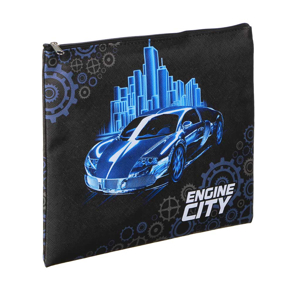 Энджин Сити Папка для тетрадей 24x20см, для A5, молния сверху, искусственная кожа с печатью, арт.№ 236-069