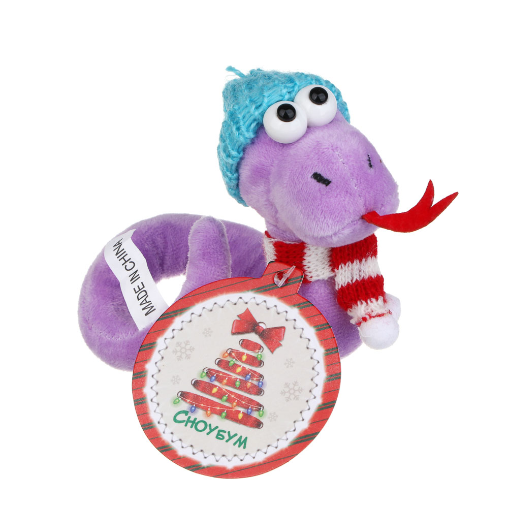 СНОУ БУМ Сувенир мягкий змейка, полиэстер, 24см, 4 цвета, арт.№ 394-529