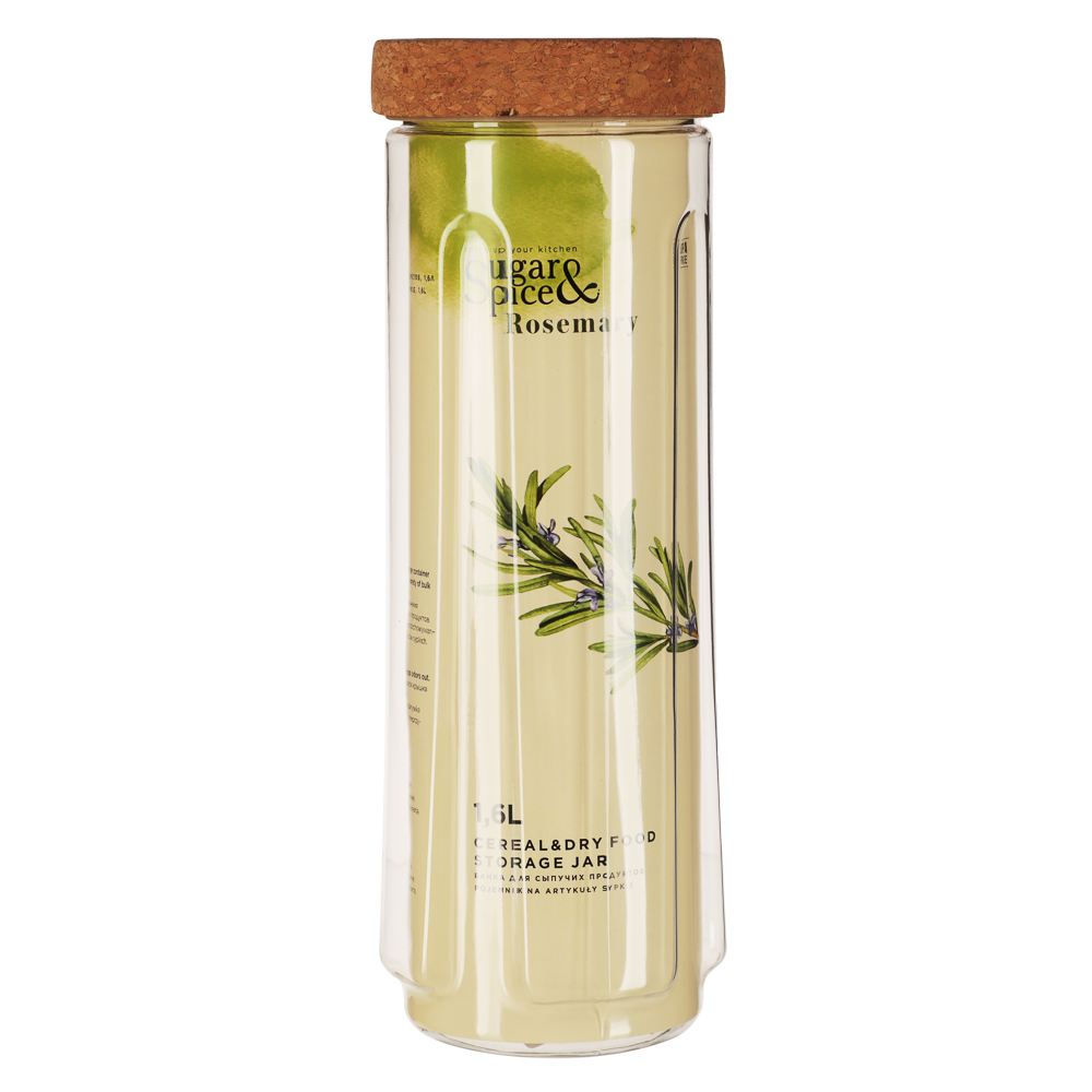 Банка для сыпучих продуктов Sugar&Spice Rosemary 1,6л, пластик, пробковая крышка, арт.№ 861-005