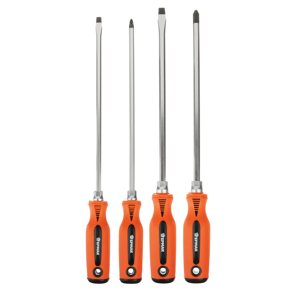 ЕРМАК Набор усиленных отверток 4шт SL 6*250; 8*250/ PH2*250;PH3*250, арт.№ 651-233