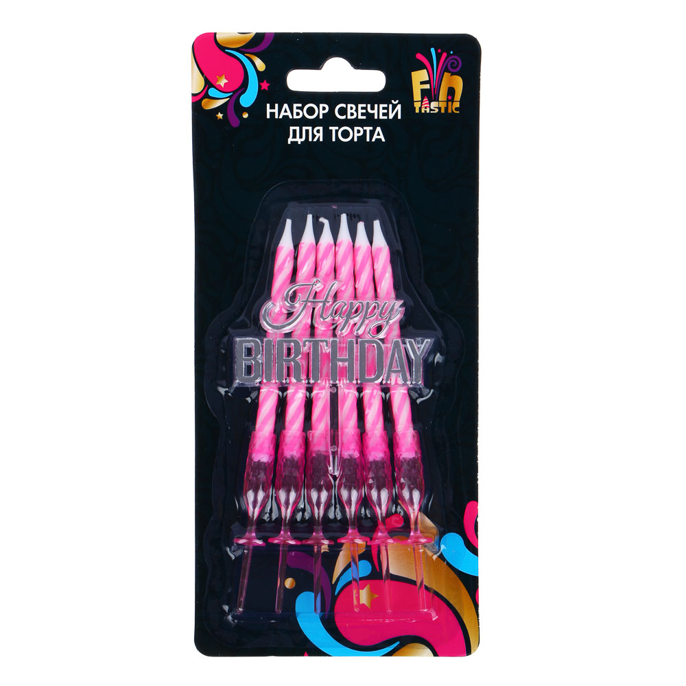 FNtastic Набор свечей для торта 6 шт, с декоративной подставкой, 3 цвета, парафин, пластик, арт.№ 506-225