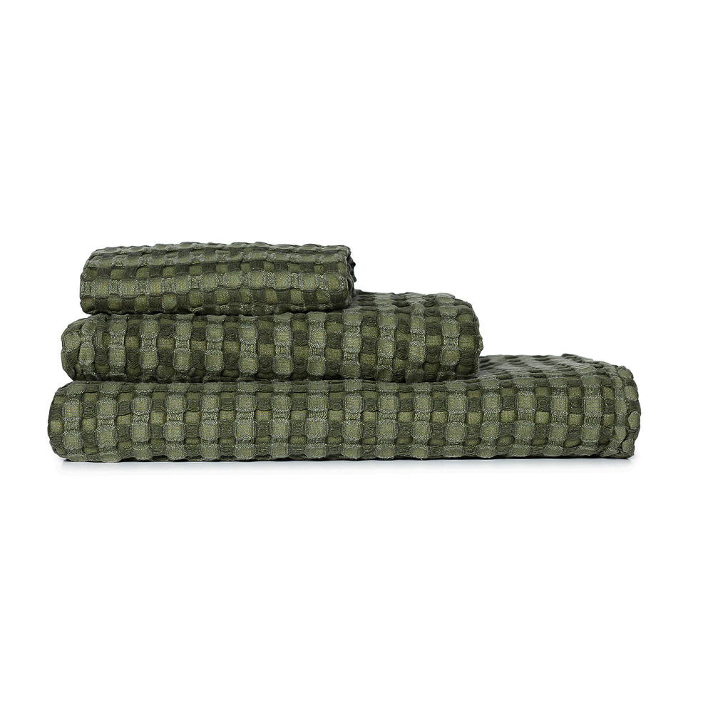 BY COLLECTION Полотенце вафельное 70х140см, 50% бамбук, 50% хлопок, зеленый, арт.№ 484-066