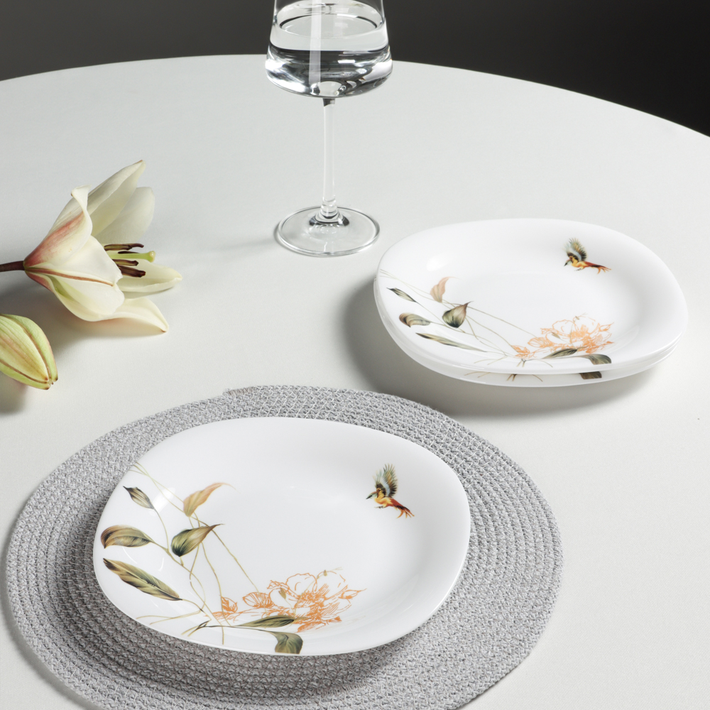 MILLIMI Анета Набор столовой посуды 13 пр., опаловое стекло, квадратная форма, 19019, арт.№ 818-456