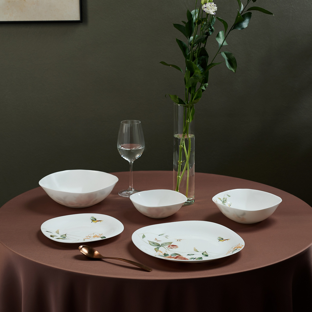 MILLIMI Анета Набор столовой посуды 13 пр., опаловое стекло, квадратная форма, 19019, арт.№ 818-456