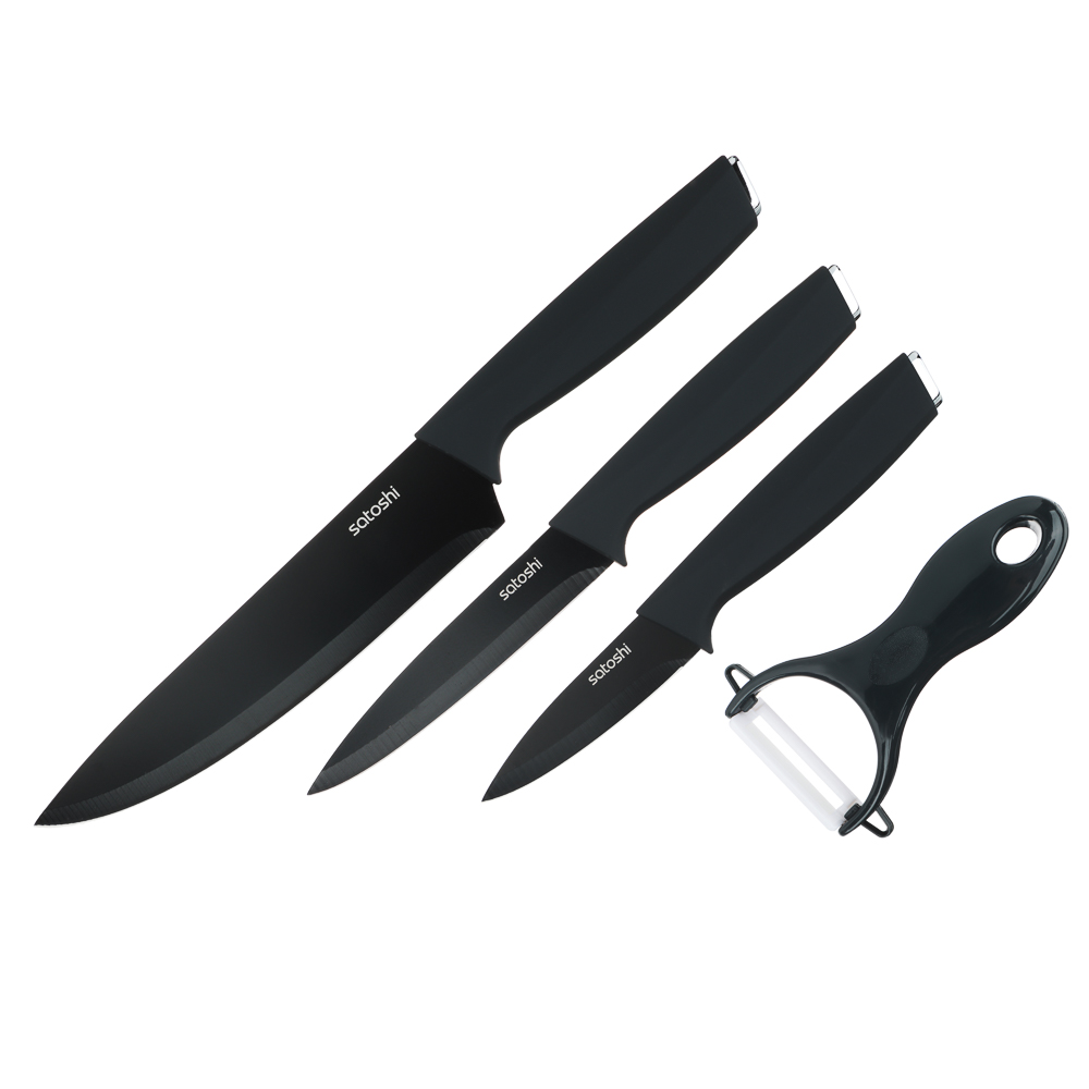 SATOSHI Орис Набор ножей 5пр Ножи 8,9см; 12,7см; 20,3см, овощечистка, подставка для ножей, арт.№ 803-412