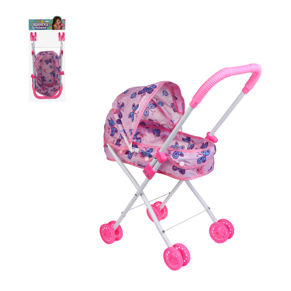 ИГРОЛЕНД Коляска люлька складная, ABS, сталь, полиэстер, 28х54х48см, арт.№ 278-082