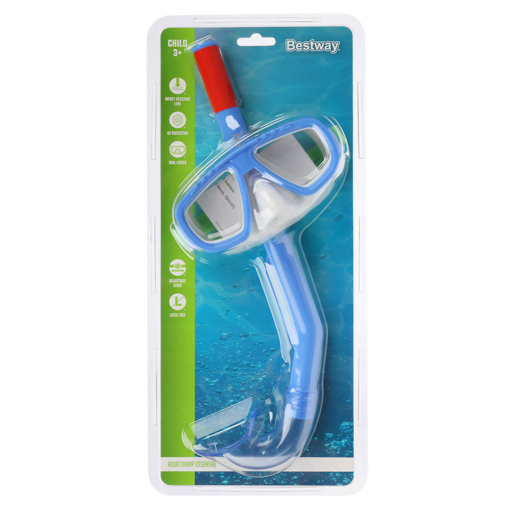 BESTWAY Маска для снорклинга AQUA CHAMP ESSENTIAL, поликарбонат, полипропилен, ПВХ,  3+, 24018, арт.№ 107-103