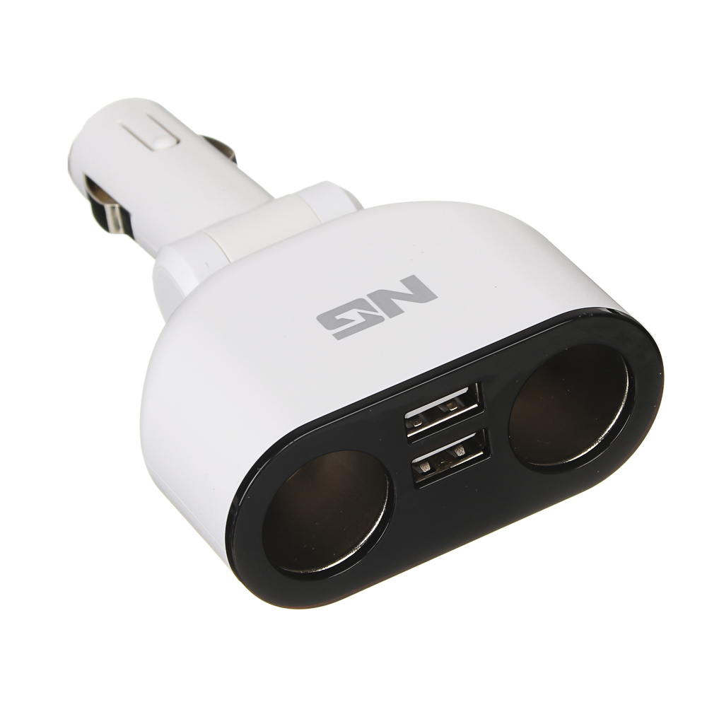 NG Зарядное устройство в авто с дисплеем, 2 гнезда прикуривателя, 2xUSB, 2.4A, блистер, пластик, арт.№ 738-025