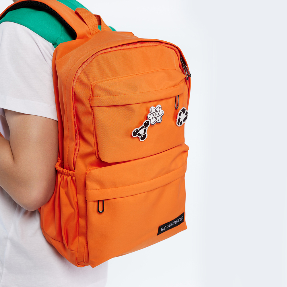 ClipStudio Рюкзак подростковый 45x30,5x13см, 1 отд., 6 карм., значки, ПЭ, оранжевый, арт.№ 254-714