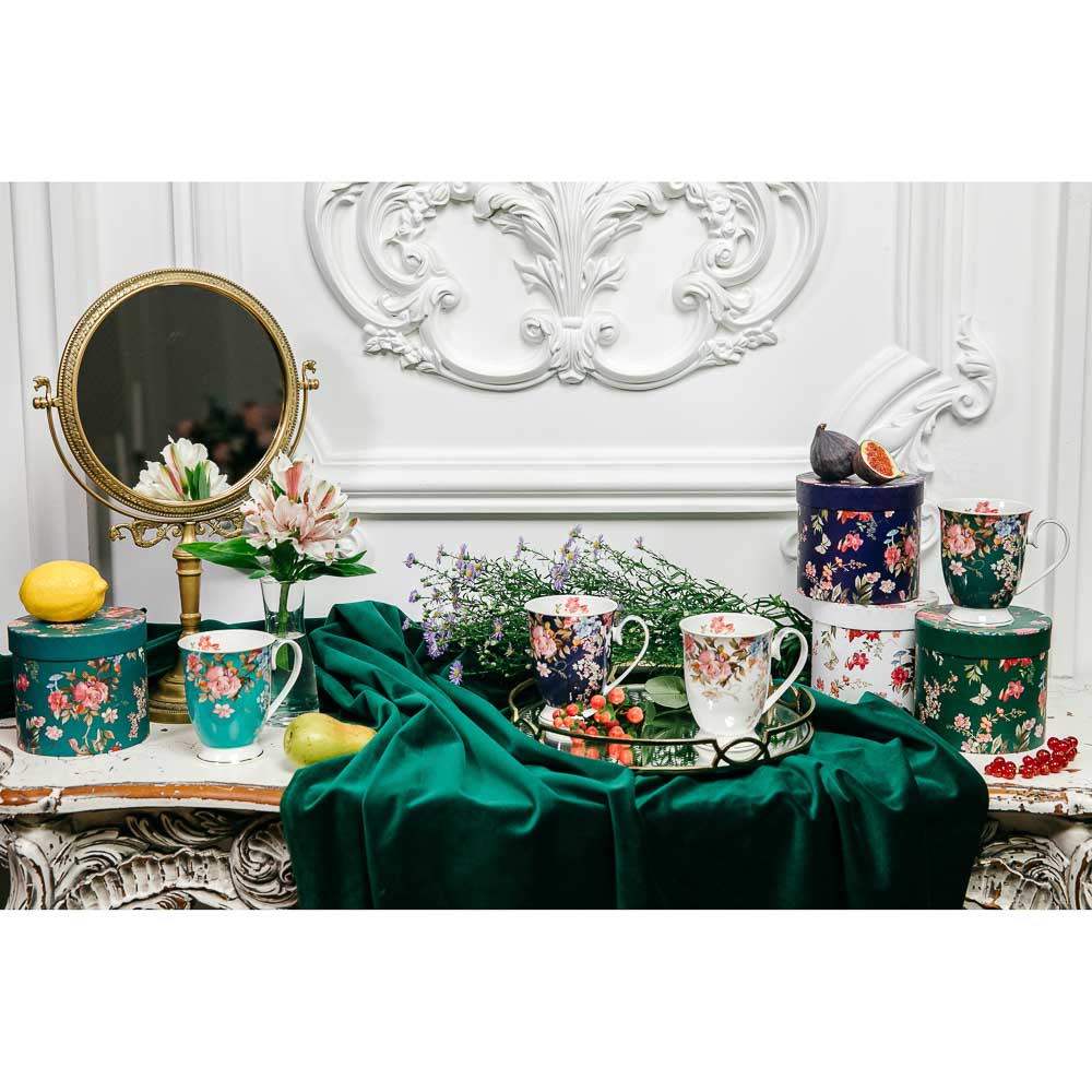 MILLIMI Японский сад Кружка 320мл, костяной фарфор, 4 дизайна, подар. упак., арт.№ 802-031