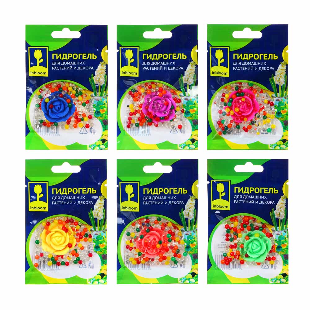 INBLOOM Гидрогель для домашних растений и декора "Шарики" с декорат.цветком, полимерный материал, арт.№ 173-218