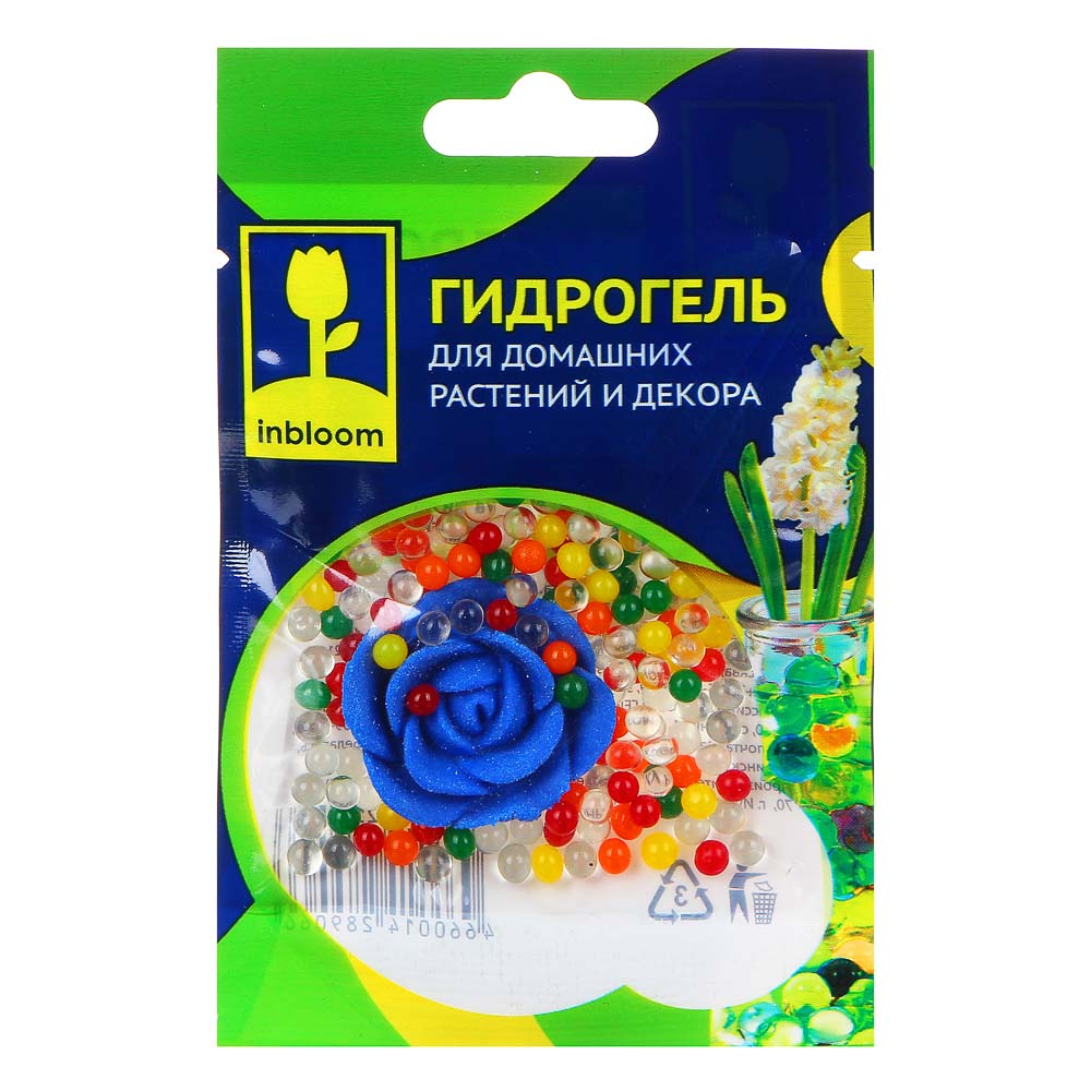INBLOOM Гидрогель для домашних растений и декора "Шарики" с декорат.цветком, полимерный материал, арт.№ 173-218